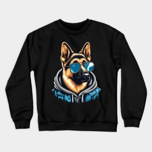 German Shepherd With Sunglasses Crewneck Sweatshirt